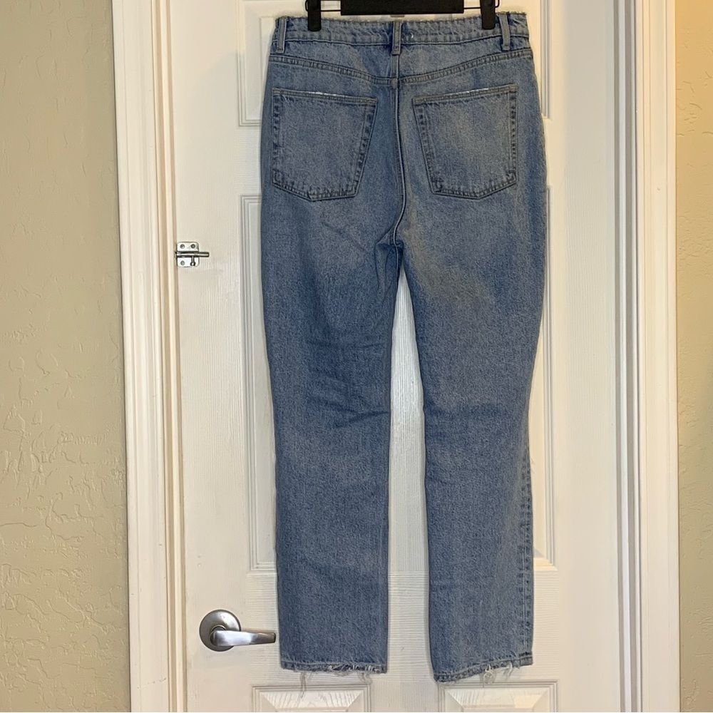 Lovers + Friends Reece High Rise Rigid Slim Straight Jeans Size 29 Distressed - Picture 12 of 12